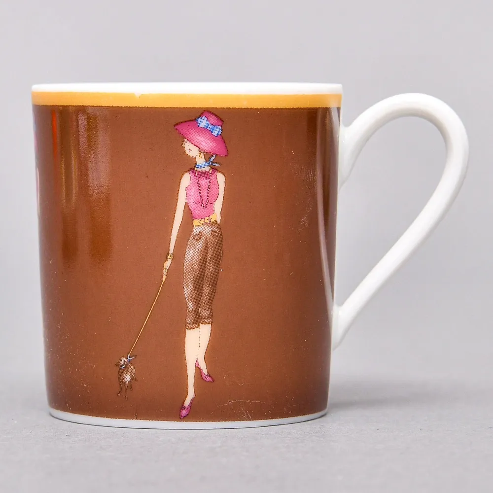 Набор из 4-х Кофейных пар «За покупками - Shopping», Limoges Medard de Noblat Франция, конец ХХ века.