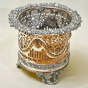 Антикварная Сервировочная Металлическая Подставка для Бутылок - Бутылочная передача, SHEFFIELD Англия.