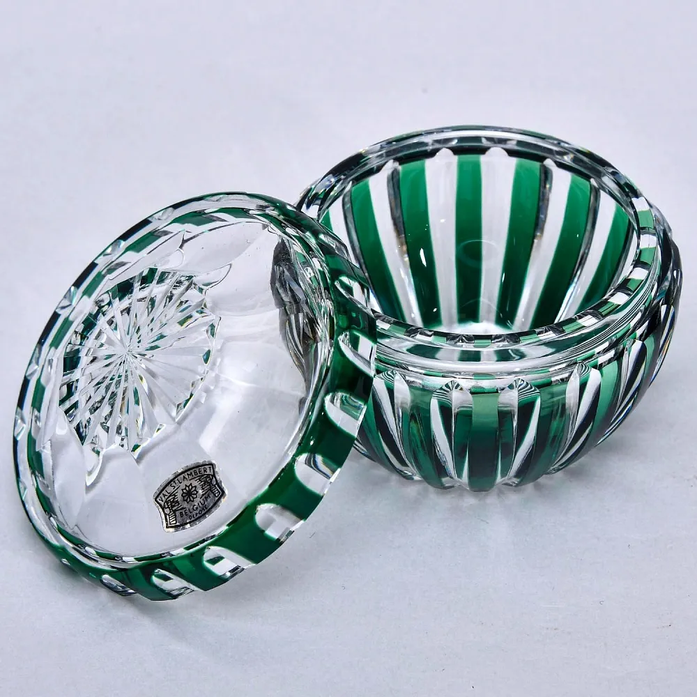 Винтажный Парфюмерный Набор из 3-х предметов, Цветной Хрусталь VAL SAINT LAMBERT, Бельгия.