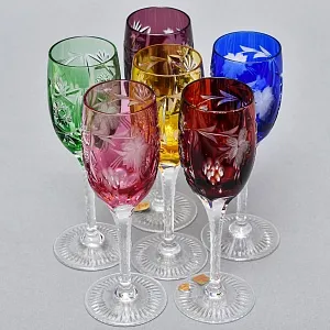 Набор 6-ть Фужеров серия «Prosecco - Виноград» Цветной Хрусталь, NACHTMANN Германия, 60-е гг.