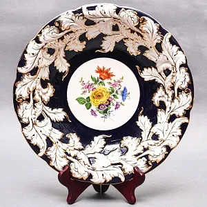 Коллекционное Фарфоровое Блюдо - Тарелка «БУКЕТ», Кобальт, MEISSEN Германия - середина ХХ века. 