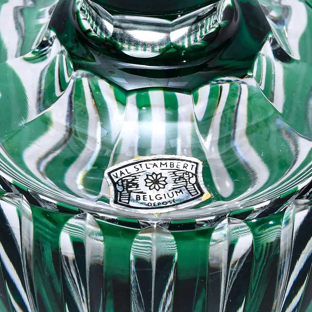 Винтажный Парфюмерный Набор из 3-х предметов, Цветной Хрусталь VAL SAINT LAMBERT, Бельгия.