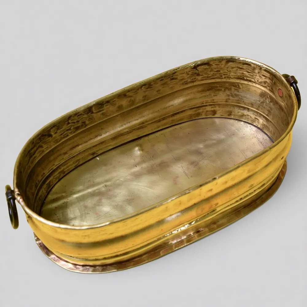 Винтажное Латунное Овальное Кашпо для цветов или Горшок - Зольник, Франция, середина ХХ века!