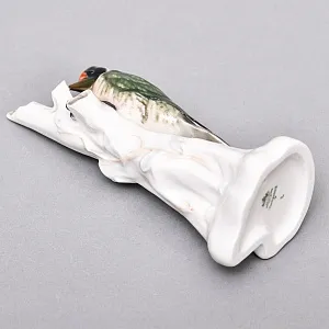 Птица - Фарфоровая статуэтка «Зеленый дятел на стволе дерева», ROSENTHAL Германия, 40-е годы.