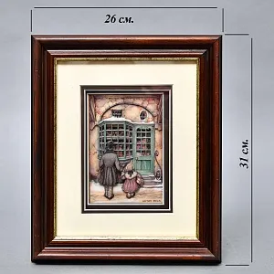 Объемная Картина - Панно в технике 3D декупаж «У витрины магазина», 70-е годы ХХ века.