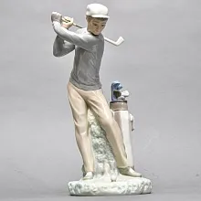Редкая! Большая Коллекционная Фарфоровая статуэтка «Гольфист» Lladro, Испания.