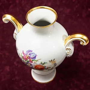 Коллекционная Фарфоровая Ваза с ручками «Цветы - Летний Букет», Германия середина ХХ века.