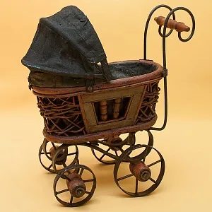 Старинная Детская Игрушка «Антикварная Коляска», Металл / Дерево, Франция начало ХХ века.
