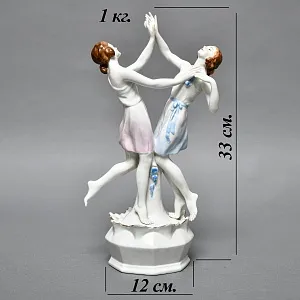 Антикварная Фарфоровая статуэтка Арт Деко «Танцующие девушки», VOLKSTEDT Германия, 30- гг.