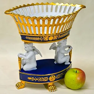 Коллекционная Фарфоровая Ваза - Фруктовница «Два Ангела - Путти», Sevres Style Франция.