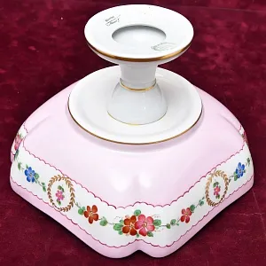 Антикварная Фарфоровая Фруктовница - Конфетница - Ваза на ноге «Цветочная гирлянда», Limoges Франция.