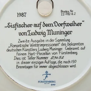 Коллекционная Тарелка №3 серии «Романтичные зимние пейзажи» Фарфор Furstenberg Германия -1987 год.