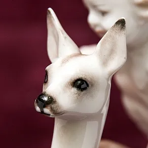 Редкая Фарфоровая Статуэтка «Путти с Олененком», Hutschenreuther,  Германия -1948 год.