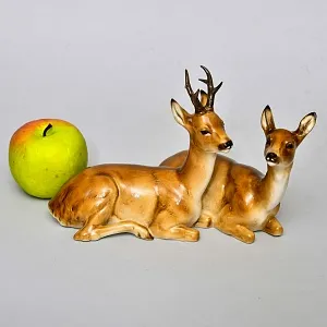 Коллекционная Фарфоровая статуэтка «Два Оленя», Hutschenreuther Германия, 1965 - 1967 годы.