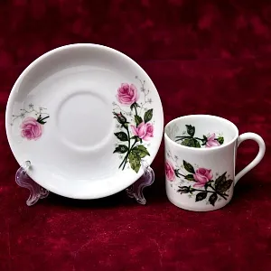 Коллекционная Кофейная Пара «Розовый куст», фарфор Porcelains Champs-Elysees Limoges, Франция.