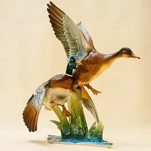 Большая Фарфоровая Статуэтка «Птицы - Взлетающие утки», Hutschenreuther,  Германия -1970 год.