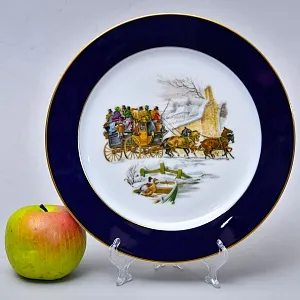 Коллекционная Фарфоровая Тарелка «Дилижанс», Heinrich Porzellan GmbH Германия, середина ХХ века.