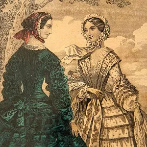 Старинная Цветная Гравюра - Картина из серии МОДА 19 ВЕКА, Франция.