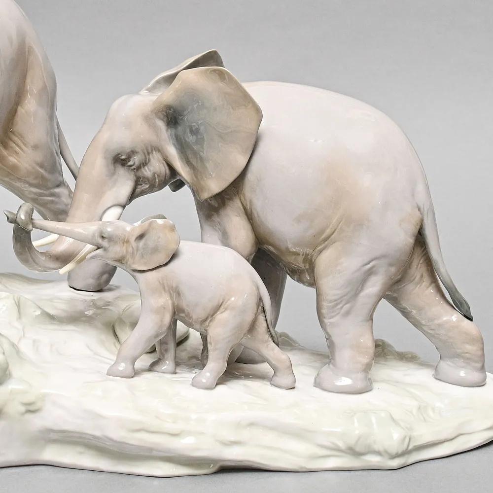 Редкая Коллекционная Фарфоровая Статуэтка «Слоны - Семья», Lladro, Испания -1977 год.