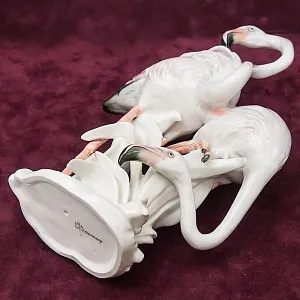 Птицы - Фарфоровая статуэтка «ПАРА ФЛАМИНГО», Карл Энс / Karl Ens,  Германия, 50-е годы ХХ века.