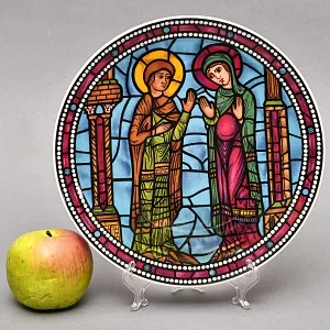 Коллекционная Тарелка «Витражи Шартрского Собора. Встреча Марии и Елизаветы», Фарфор Heinrich Германия. 