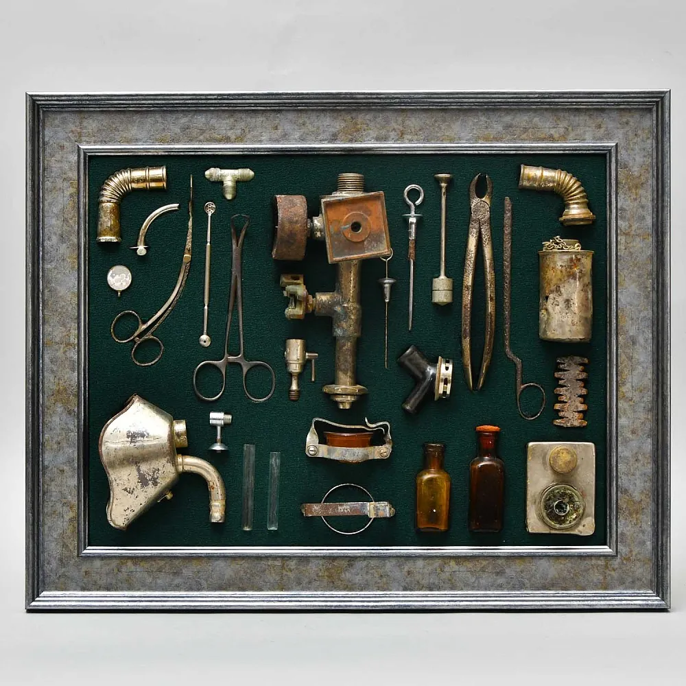 Коллекционное Настенное Панно - Картина «Медицинские Приборы», СССР -40гг. ХХ века.