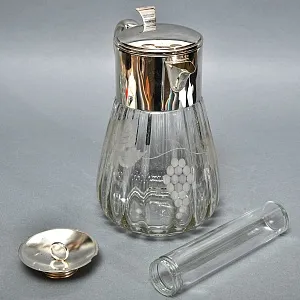 Набор «Виноград» - Хрустальный Графин + 6 -ть Кружек, Silverplate, Германия, 60 -е годы ХХ века.