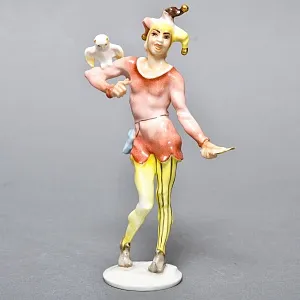 Авторская Фарфоровая Статуэтка «Шут с Совой и Зеркалом», Hutschenreuther Германия.