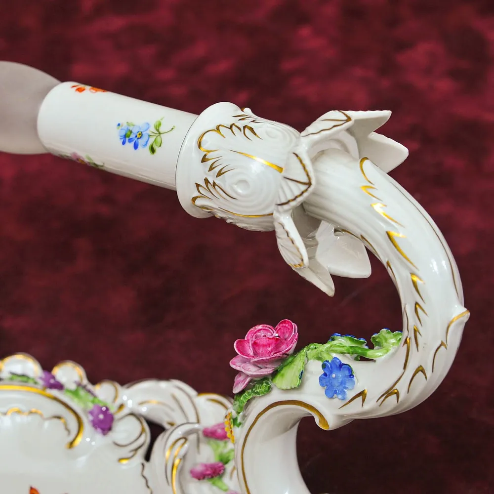 Парные Настенные Электрические Бра - Канделябры, Фарфор PLAUE Von Schierholz Германия.