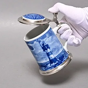 Коллекционная Пивная Кружка «Почтовый пароход у маяка», фарфор, Berlin Design Германия, 1991 год.