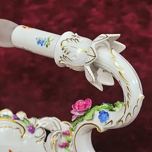 Парные Настенные Электрические Бра - Канделябры, Фарфор PLAUE Von Schierholz Германия.