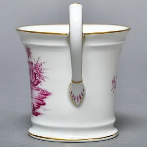 Фарфоровая Кофейная пара + тарелка «Пейзаж у реки», Hochst Германия, середина XX века.