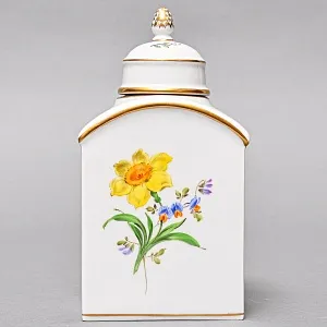 Фарфоровая Чайница с крышкой «BLUME», MEISSEN / МЕЙСЕН Германия, середина ХХ века.