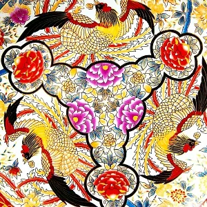 Большое Коллекционное Блюдо - Тарелка «ПТИЦЫ ФЕНИКС», Фарфор Китай, середина ХХ века.