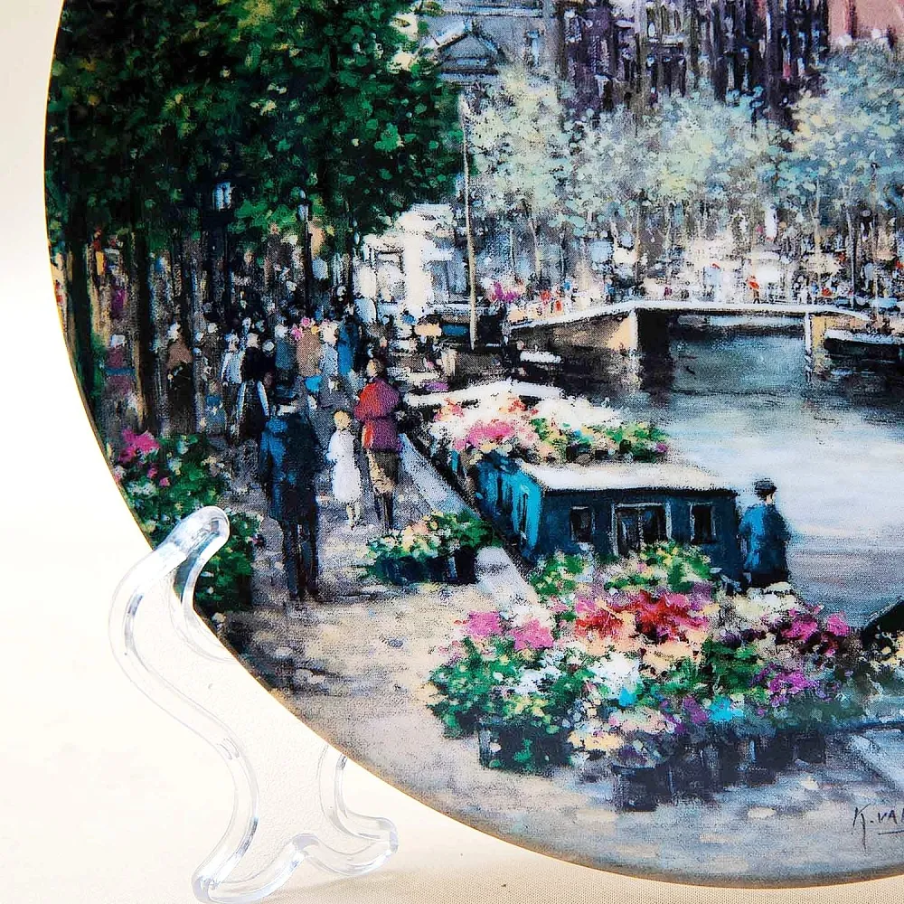 Коллекционная Тарелка «Цветочный канал в Амстердаме» Фарфор, Royal MOSA, Голландия -1990 год.
