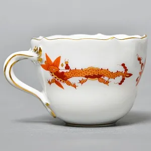 Коллекционная Кофейная пара «Оранжевый дракон», Фарфор, MEISSEN Германия. 