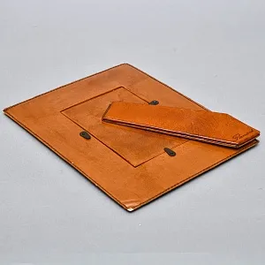 Редкость! Эксклюзивный Кабинетный Настольный Набор Четыре Предмета «БЮРО», Кожа Flamant, Бельгия.