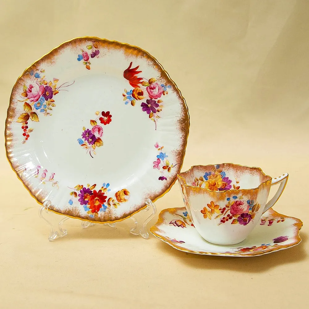 Антикварная, Коллекционная Чайная пара +Тарелка (Тройка) , Англия, конец ХIX - начало ХХ века.