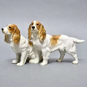 Фарфоровая Статуэтка Пара Собак, «СПАНИЕЛИ», Hutschenreuther,  Германия -1965 год.