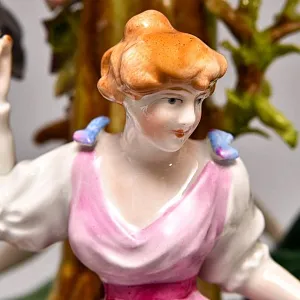 Редкость! Фарфоровая Настольная Электрическая Лампа «ХОРОВОД», Литофания, PLAUE Германия.