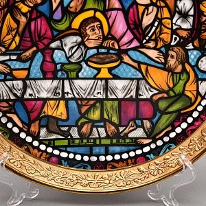 Фарфоровая Тарелка «Тайная вечерня. Витражи Шартрского Собора», Krautheim & Adelberg Германия, 1945-1977 годы. 