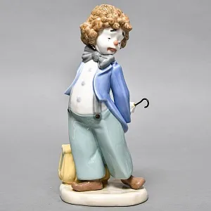 Коллекционная Фарфоровая статуэтка «Клоун с зонтиком», NAO by Lladro (Ллядро) Испания.
