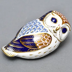 Коллекционное Пресс - Папье, Фарфоровая Статуэтка «СОВА», Royal Crown Derby, Англия, 80-е гг. 