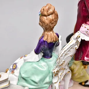 Редкость! Большая Фарфоровая статуэтка «Вечер у камина», Scheibe-Alsbach Германия, середина ХХ века.