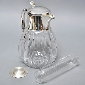 Винтажный Хрустальный  Графин - Кувшин на 3 литра с Колбой для льда, Silverplated Германия. 