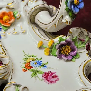 Парные Настенные Электрические Бра - Канделябры, Фарфор PLAUE Von Schierholz Германия.