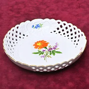Сервировочная Тарелка - Блюдо - Сухарница «Мейсенский цветок», Фарфор MEISSEN, Германия.