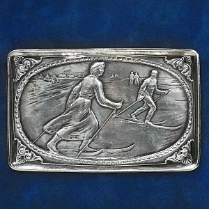 Настенное Панно - Картина - Барельеф «Серебряные Лыжи» Германия -1926 год.