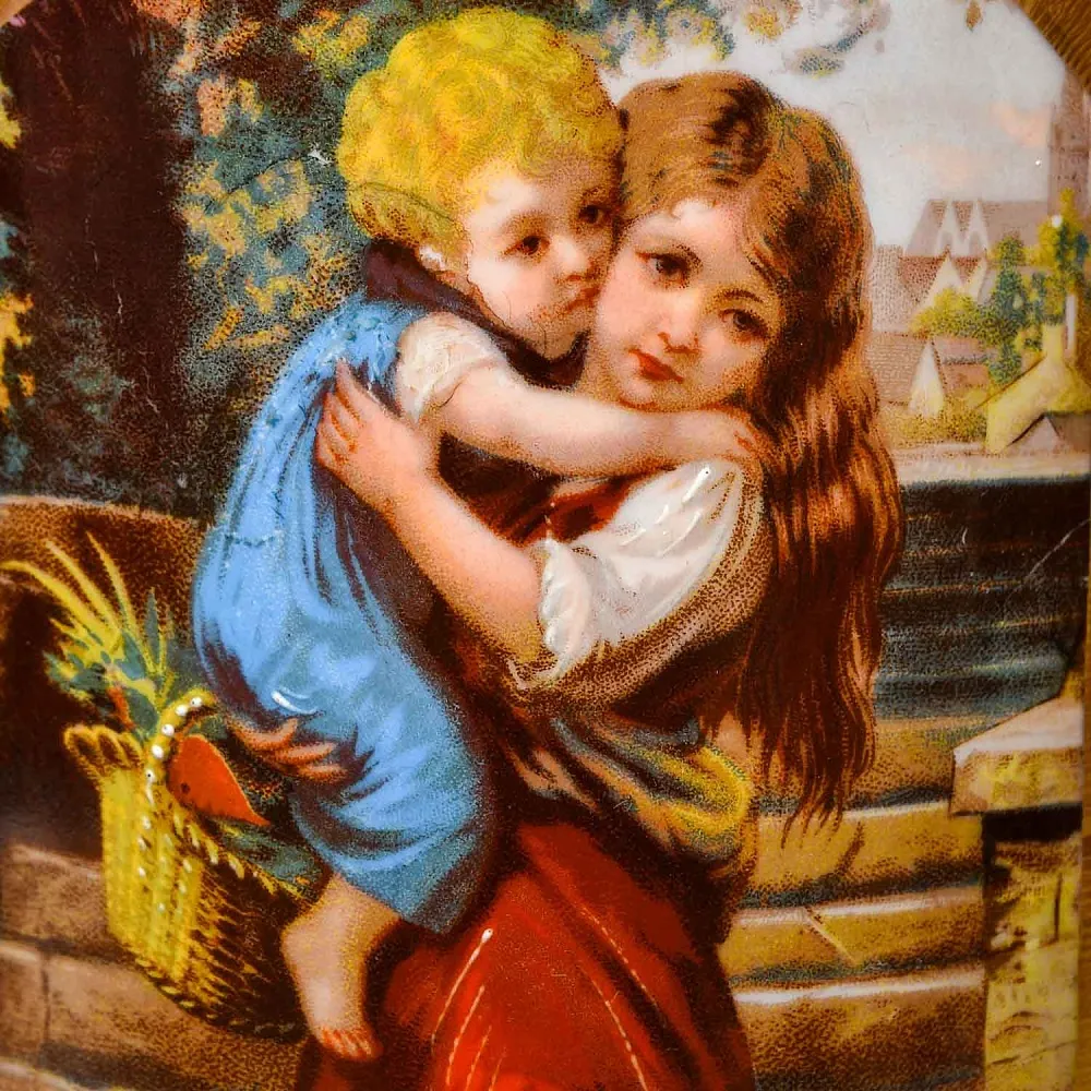 Редкость! Антикварные Парные Фарфоровые Вазы «Мгновения детства», Франция, конец XIX века. 