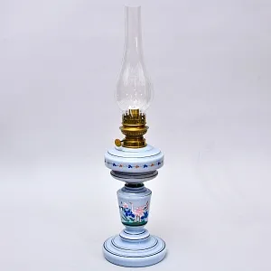 Антикварная Керосиновая Лампа «Kosmos - Brenner», Стекло / Роспись, Франция начало ХХ века.